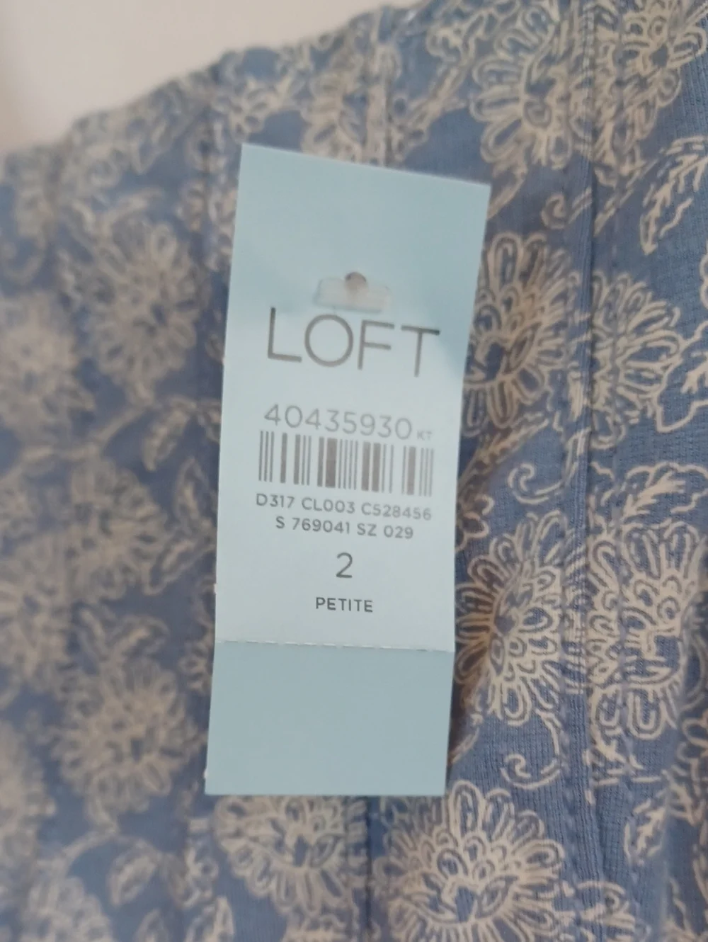 Loft Floral Tank Dress. Sz.2P. Light Blue & White. Lined. 35" Length. NWT! - Picture 6 of 7